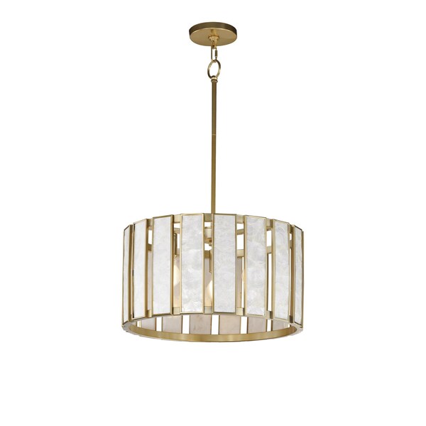 Maxim Lighting Miramar 3-Light Pendant, Capiz/Natural Aged Brass 12803CZNAB - main